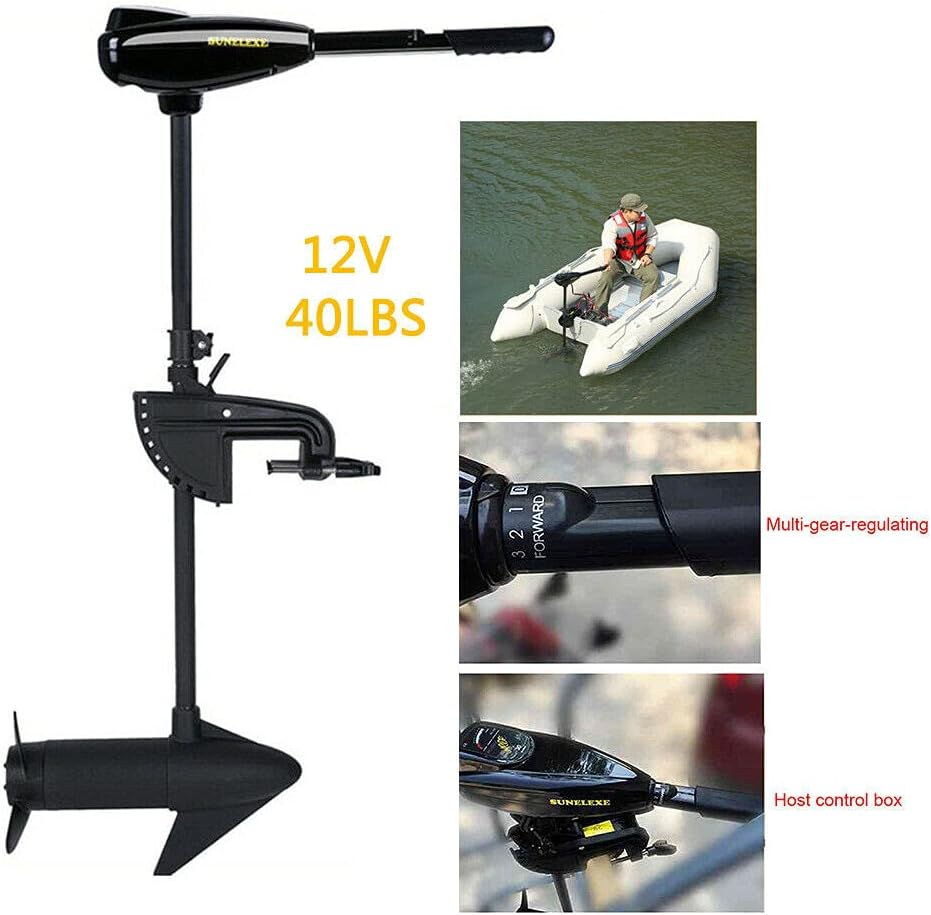 TFCFL Electric Trolling Motor ,40LBS Portable Outboard Boat Motor, Trolling Thrust Fishing Boat Brush Engine for Inflatable Kayaks Dinghy Canoe