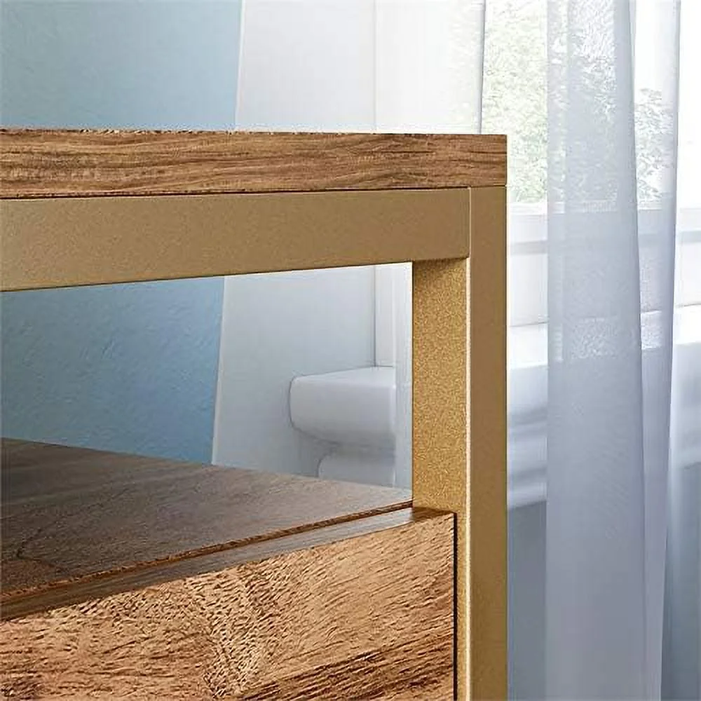 Engineered Wood File Cabinet In Sindoori /Brown/Gold