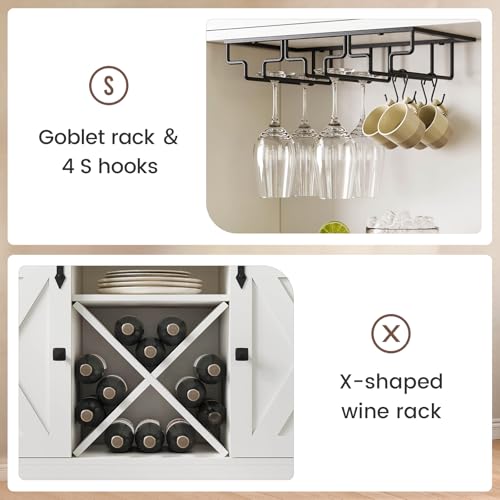 Buffet Cabinet with Storage & Charging Station, 53" Farmhouse Coffee Cabinet with Compartment Drawer