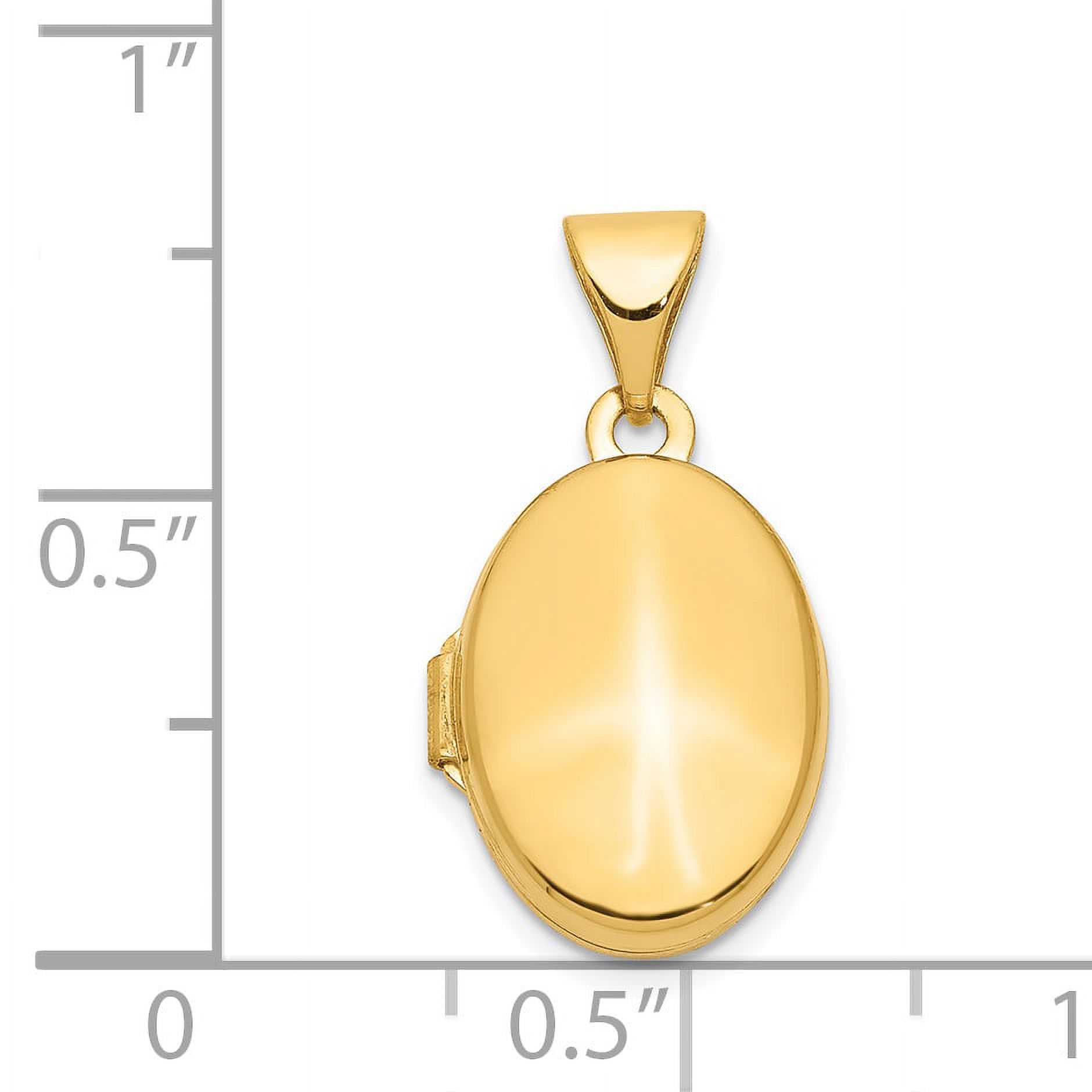Finest Gold 14K Yellow Gold Plain Polished Oval Locket Pendant
