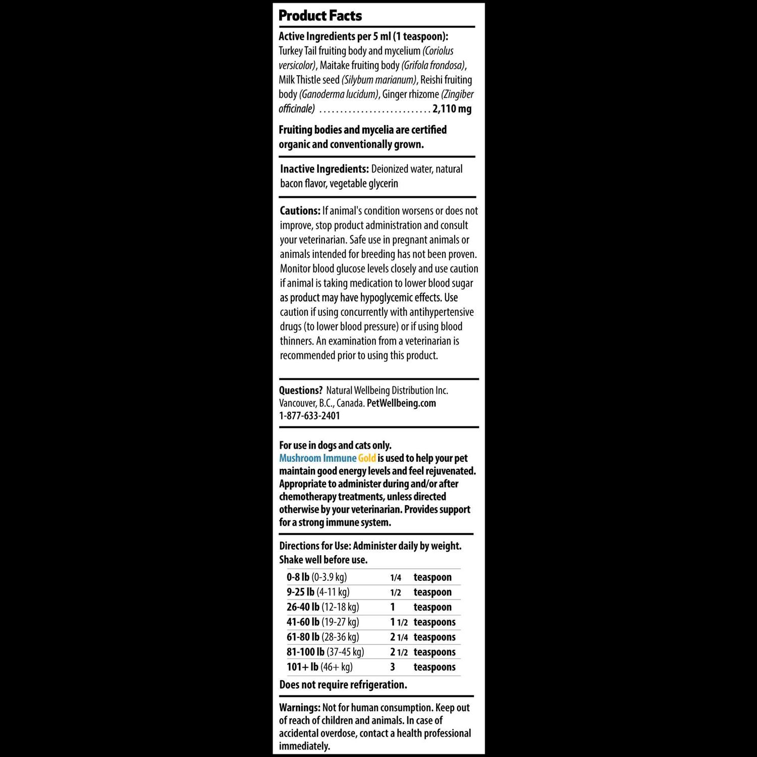 Pet Wellbeing Mushroom Immune Gold for Cats and Dogs - Pet Supplies online store