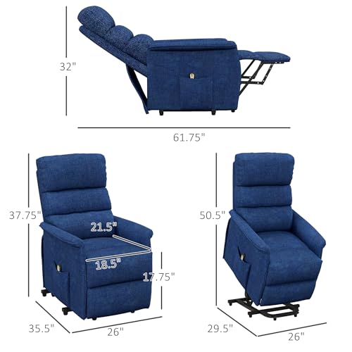 HOMCOM Power Lift Recliner Chair for Elderly, Easy Assembly, Fabric Lift Chair for Adults, Recliner Sofa with Remote Control