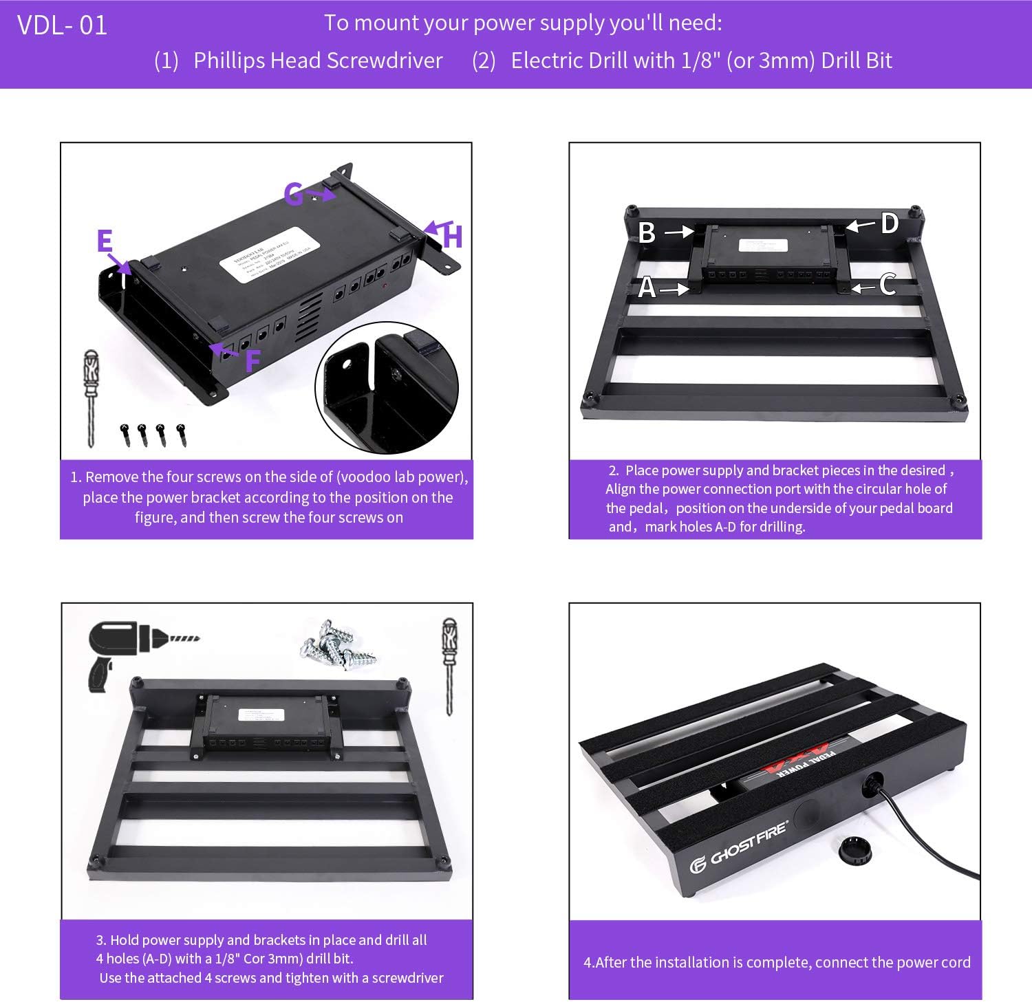 Ghost Fire Guitar Pedal Board Aluminum Alloy Effect Pedalboard with Carry Bag,V series (V-BABY MAX（Deluxe Edition）)