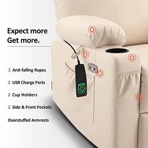 MCombo Dual Motor Large Power Lift Recliner Chair for Elderly, Lay Flat Lift Chair with Heat and Massage, Big Lift Recliner for Tall People