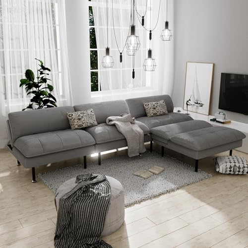 70" Futon Sofa Bed, 4 in 1 Multi-Function Couch Sleeper with Adjustable Backrest, Modern Convertible Futon, Recliner Small Loveseat for Living Room