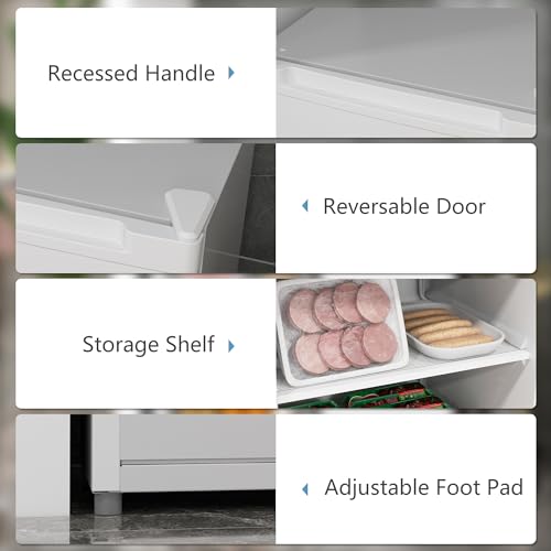 HOMCOM Upright Freezer, 3.0 Cubic Feet Compact Mini Freezer with Reversible Single Door and Adjustable Thermostat, Small freezer for Home, Dorm