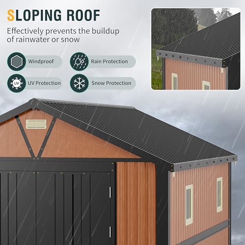 Outdoor Storage Shed, 5x3 Ft Metal Steel Tiny House with Lockable Door, Vertical Outside Storage Building for Garden, Backyard, Lawn, Patio Utility