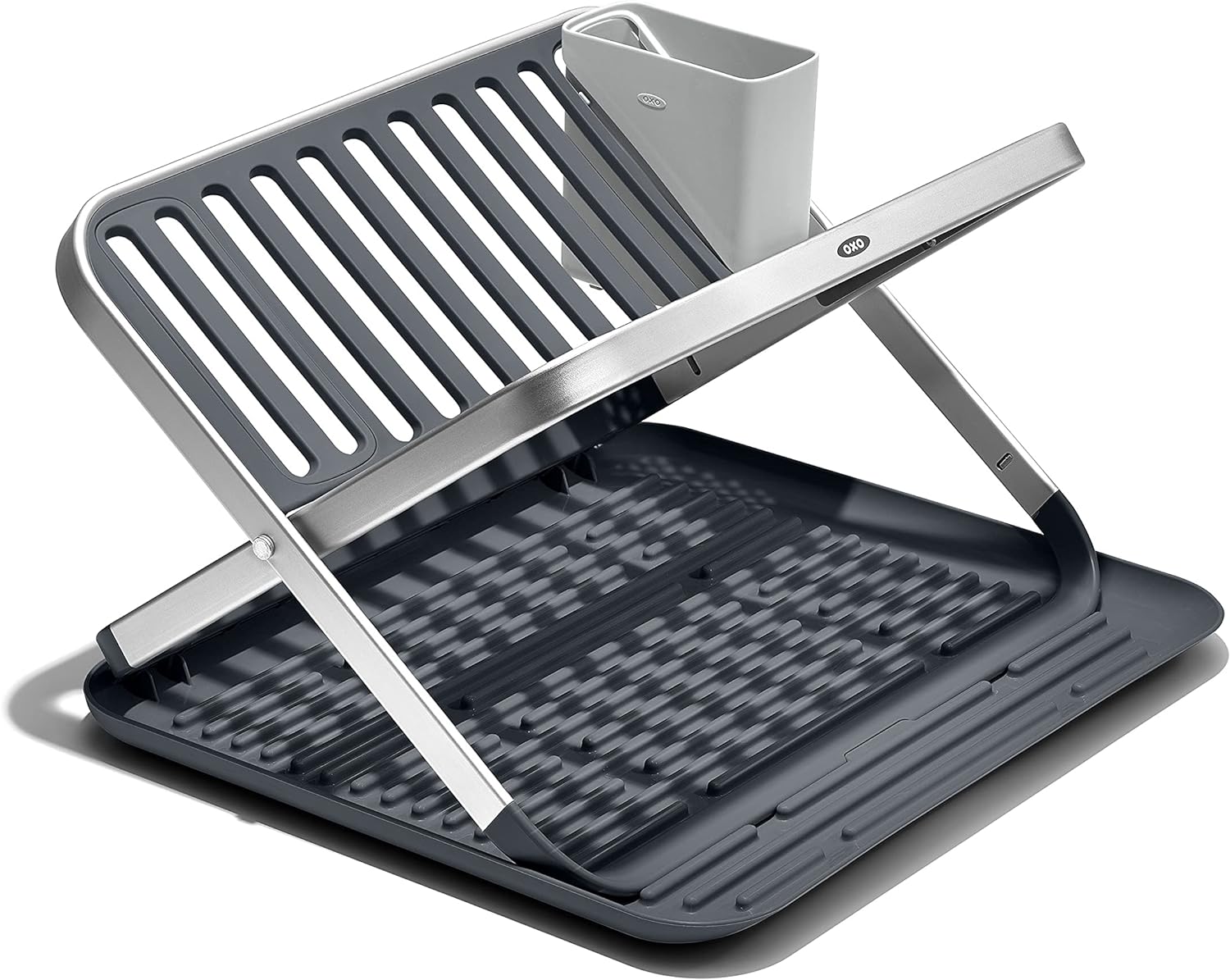 Panasonic Microwave Oven NN-SN686S Stainless Steel Countertop/Built-In & OXO Good Grips Aluminum Fold Flat Dish Drying Rack, 2-Tier, with Drainboard