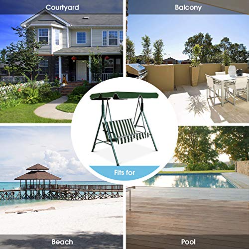 Tangkula 3 Person Porch Swing, Patio with Removable Cushion & Powder-Coated Steel Frame, Outdoor Swing with Canopy for Porch, Backyard, Garden