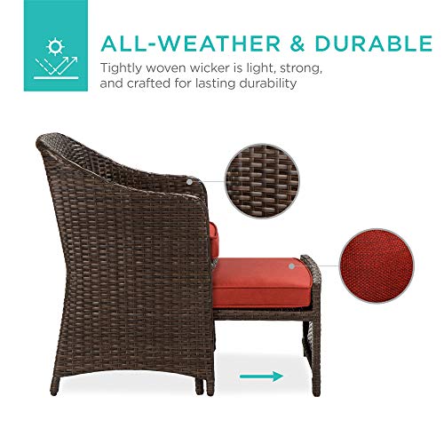 Best Choice Products 5-Piece Outdoor Patio Furniture Set, No Assembly Required Wicker Conversation Bistro & Storage Table for Backyard, Porch