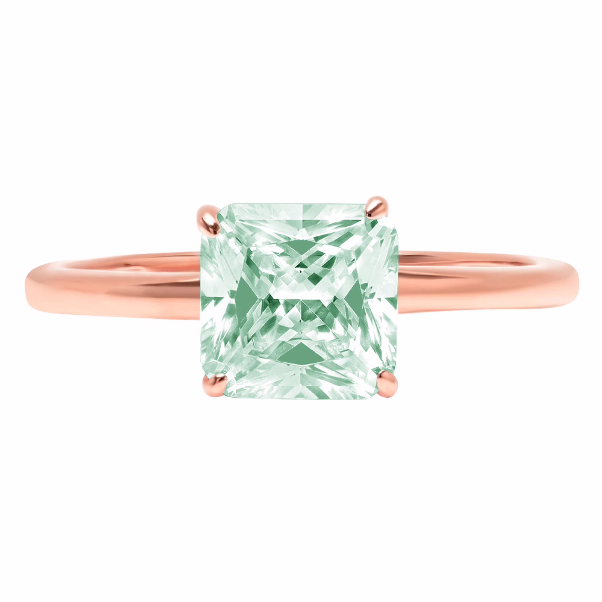 1.5ct asscher cut green simulated diamond 18k rose gold anniversary engagement ring size 9