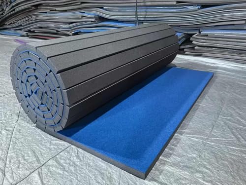 Premium Indoor Gymnastics Track Exercise Mat with Grippy Gym Carpet Top - Sturdy Foam Wrestling Mat for MMA, Cheerleading, and Fitness