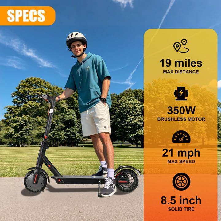 Electric Scooter Adults, Foldable 8.5" Tires E Scooter for Adults, 19 Mph, 350W Motor Fast Cooter