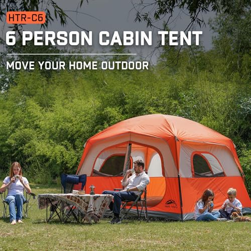 Happy Travel Tent 6 Person Tents for Camping, Waterproof Easy Setup Camping Tent with Rainfly