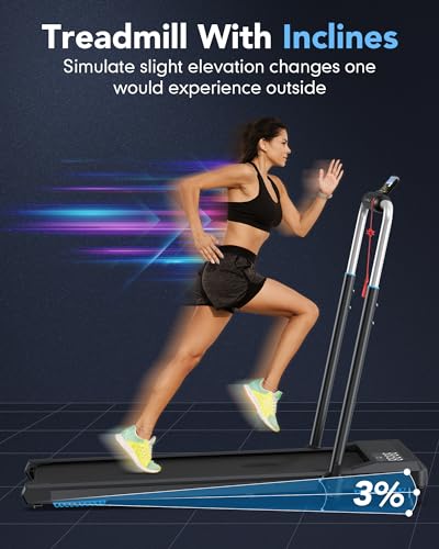 6% Incline Walking Pad Treadmills, Under Desk Treadmill 330lb Capacity for Home Small Space