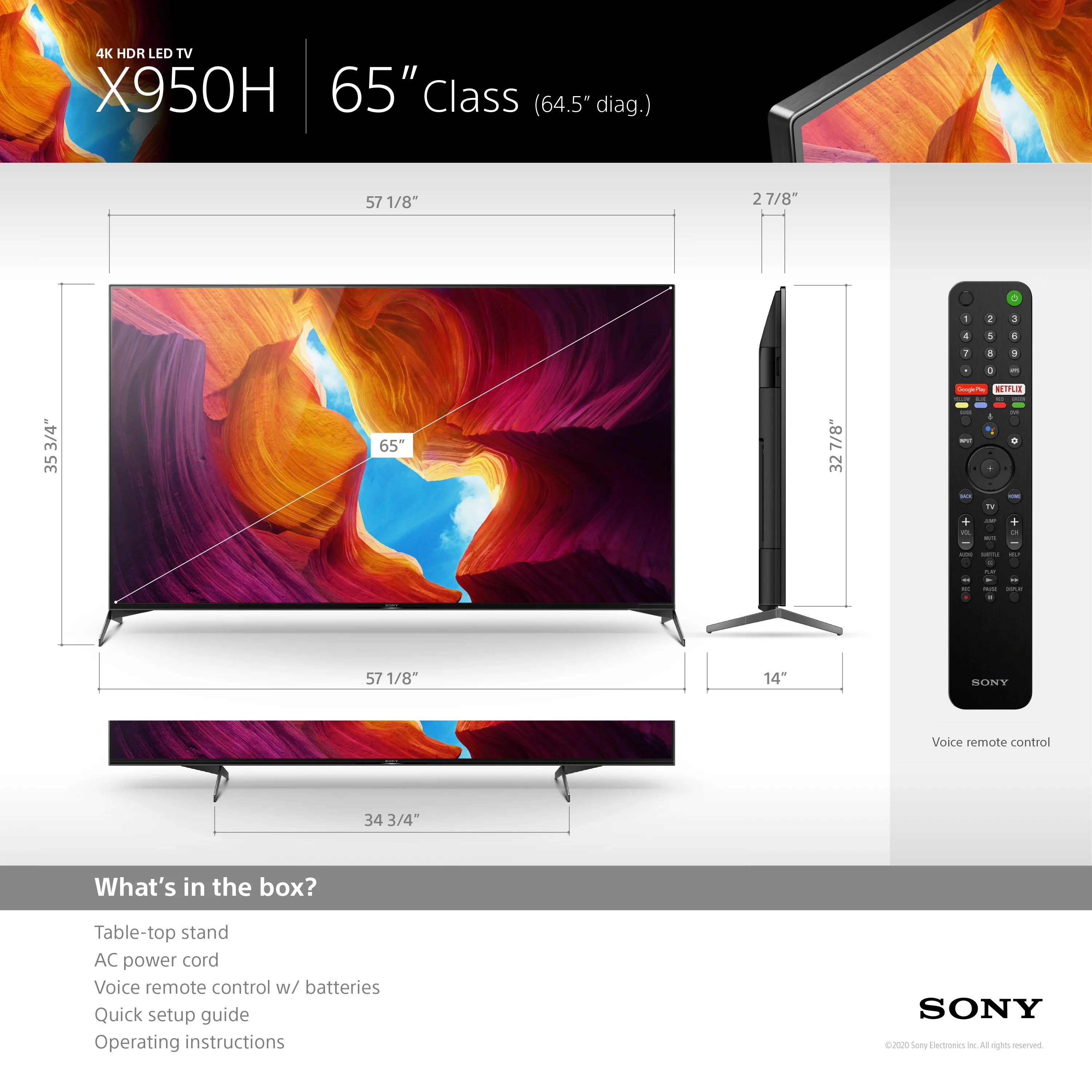 Sony 65" Class 4K Ultra HD (2160P) HDR Smart LED TV (XBR65X950H)