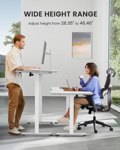 ErGear Height Adjustable Electric Standing Desk, 48 x 24 Inches Sit Stand up Desk, Memory Computer Home Office Desk with Two-Piece Desktop (Walnut)