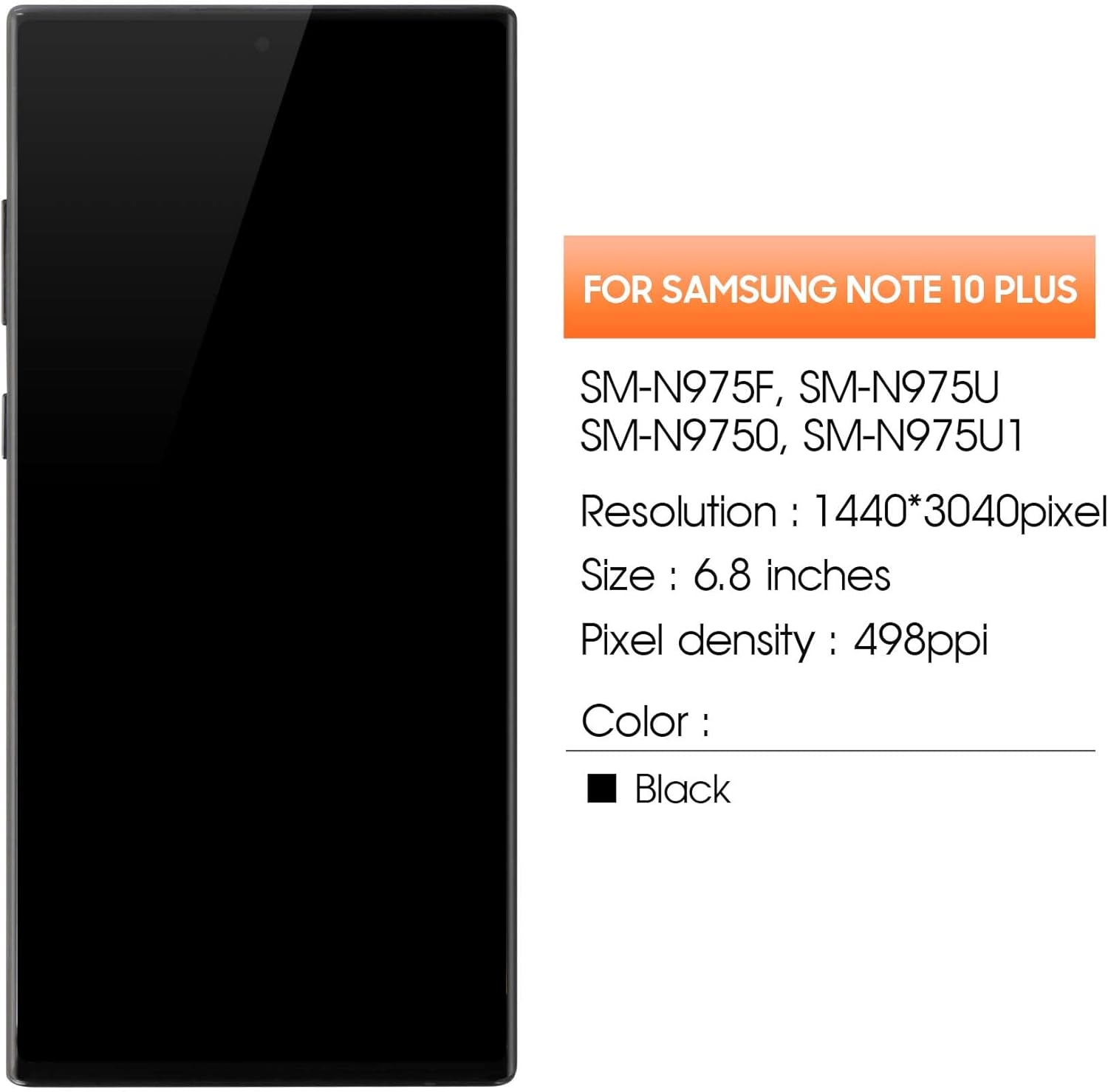 OLED for Samsung Galaxy Note 10 Plus LCD Screen Replacement for Samsung Note 10 Plus LCD Display SM-N975F SM-N975U LCD Digitizer Touch Assembly Black