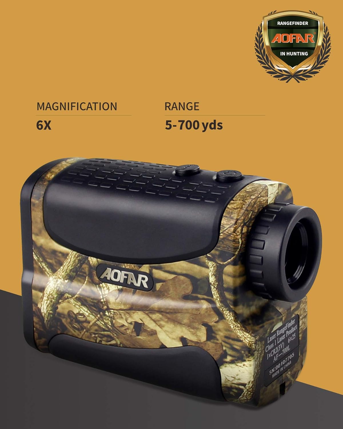 AOFAR HX-700N Hunting Range Finder 700 Yards Waterproof Archery Rangefinder for Bow Hunting with Range Scan Fog and Speed Mode, Free Battery