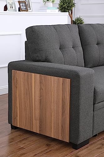 Devion Furniture Regis 4-in-1 Convertible L Shaped Couch with Pull Out Bed and Storage, Sectional Sleeper Sofa with Reversible Chaise for Living Room