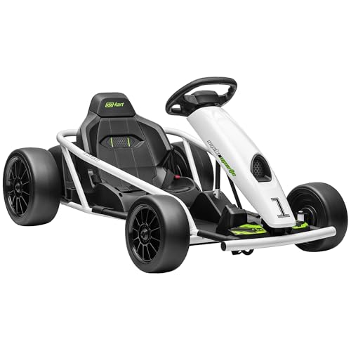 Aosom 24V 8.1 MPH Electric Go Kart, Drifting Car Battery Powered Ride on Toy Outdoor with Slow Start, Music, Horn Honking and Safety Belt