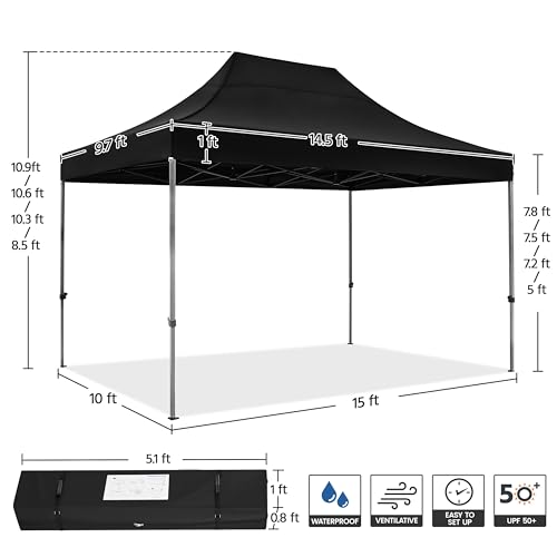 Yaheetech Heavy Duty Pop Up Canopy Tent, 10x20 Commercial Instant Shelter Tent for Wedding, Parties, Adjustable Outdoor Canopy with Wheeled Carry Bag