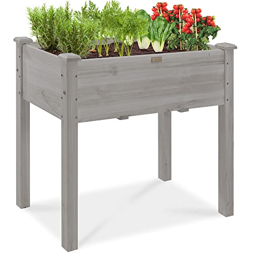 Best Choice Products 72x23x30in Raised Garden Bed, Elevated Wood Planter Box Stand for Backyard, Patio, Balcony w/Divider Panel, 6 Legs