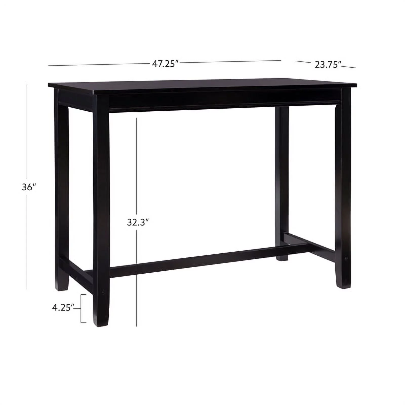 Linon Claridge 36" Wood Counter Height Pub Table in Black