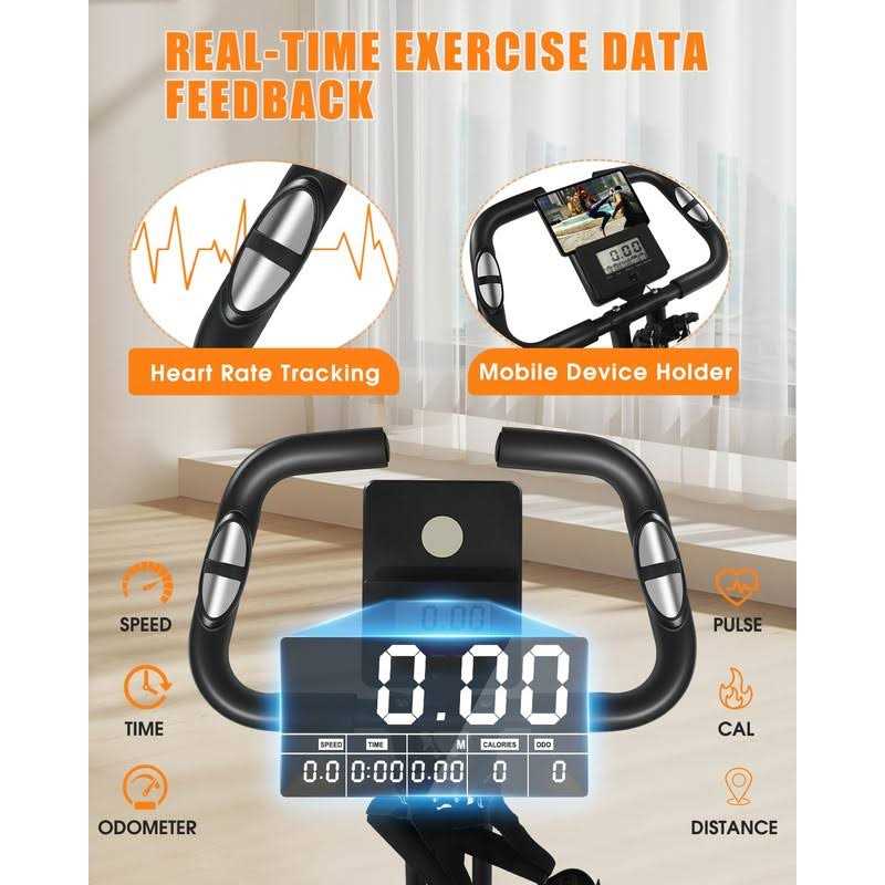 KALWOL Folding Exercise Bike 5-in-1 Foldable Stationary Bike Upgraded 16-level Magnetic Resistance 10DB Near-silent Bike Upright Indoor Exercise Bike
