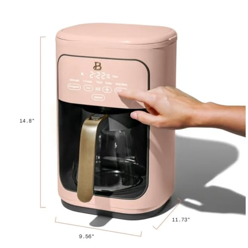 Beautiful Coffee Maker, 14-Cup, Touch Display, Programmable, 1200W, Stainless Steel, Keep Warm, 24h Timer dishwasher-safe (Black Sesame)