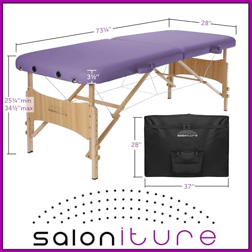 Saloniture Basic Portable Folding Massage Table - Black