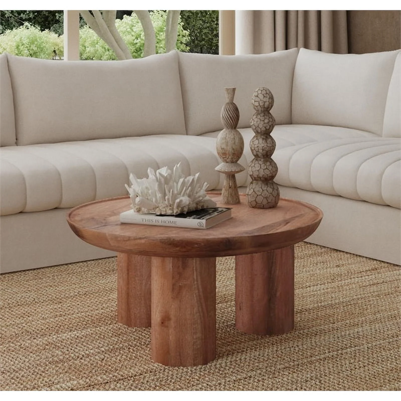 Blair Natural Mango Wood Round Cocktail Table