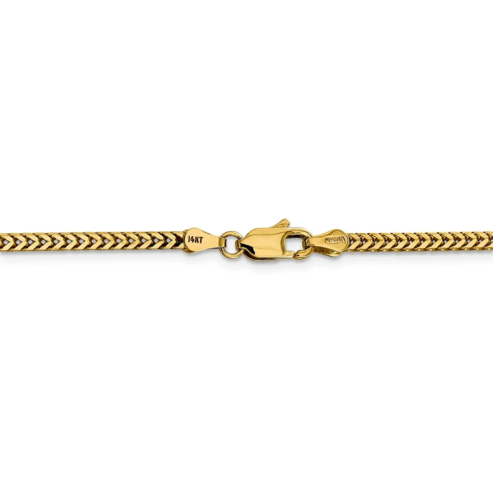 Real 14kt Yellow Gold 2.3mm Franco Chain; 18 inch; Lobster Clasp; for Adults and Teens; for Women and Men