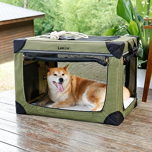Lesure Soft Collapsible Dog Crate - 42 Inch Portable Travel Crate for Extra Large Dogs Indoor & Outdoor