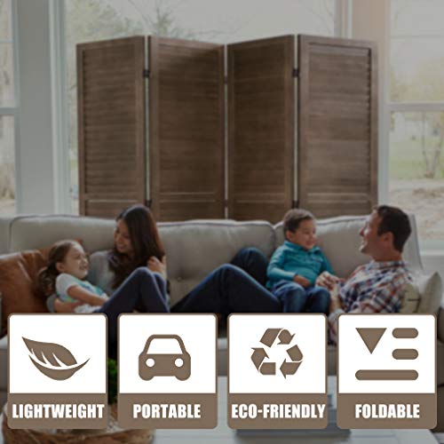 Room Divider 6 Panel Wood Privacy Screen Folding Partition Wall Room Dividers Freestanding White 5.57 FT Tall Divider for Room Separation