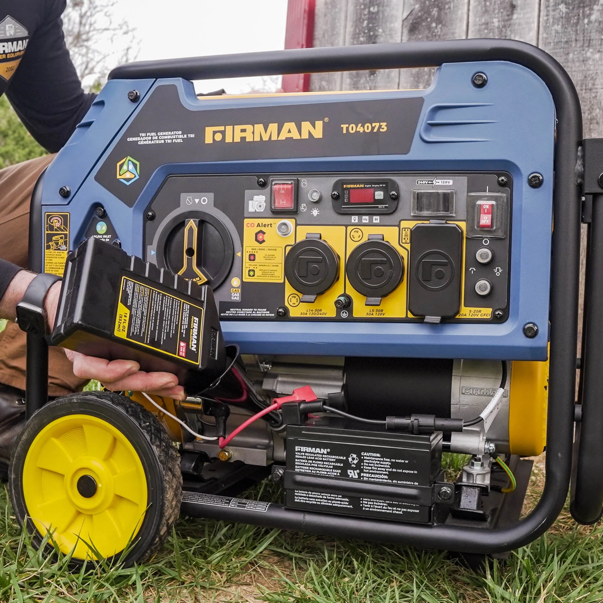 FIRMAN T04073 Tri-Fuel 5000/4000 Watts 120/240 Electric Start Portable Generator with CO Alert
