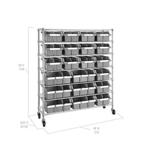 Seville Classics Heavy Duty NSF Bin Rack Solid Steel Wire Shelving Storage Unit, Patented Organizer for Garage, Warehouse, Office, Restaurant