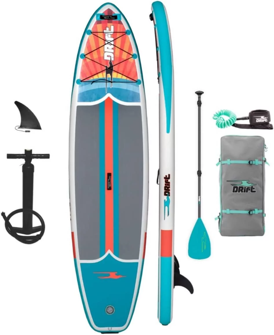 Drift Inflatable Stand Up Paddle Board - SUP Paddle Board and Accessories, Including Pump, Paddle, and More - Classic Woodgrain, Adult, 11'6