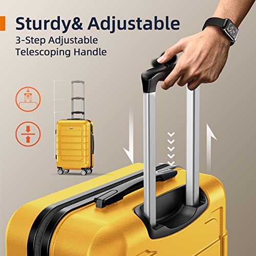 SHOWKOO Luggage Sets Expandable PC+ABS Durable Suitcase Double Wheels TSA Lock Black