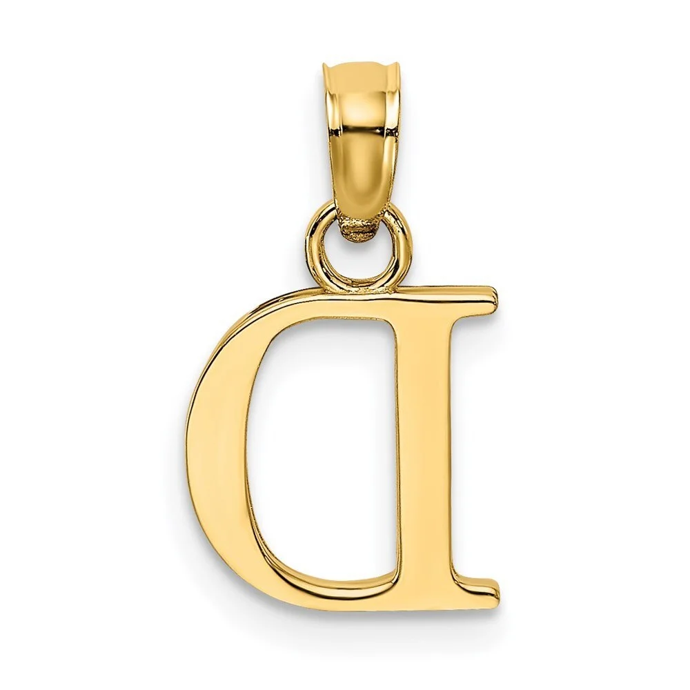 14k Yellow Gold Polished D Block Initial Pendant
