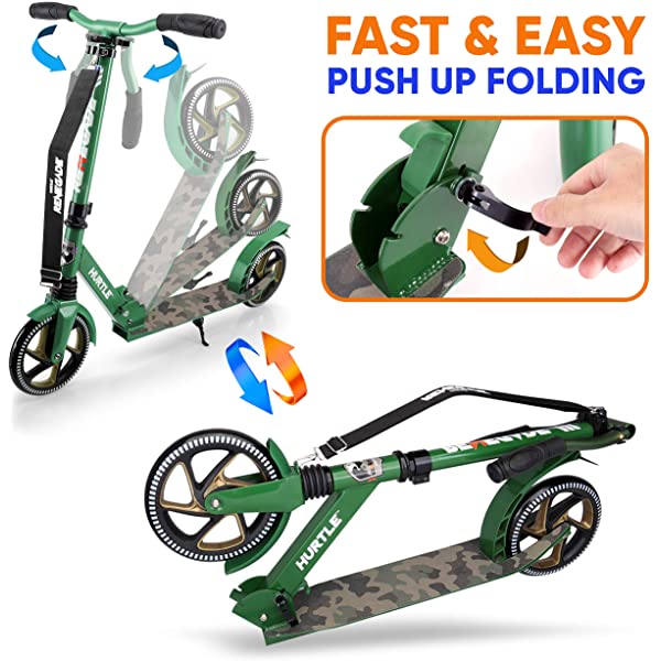 Hurtle Scooter &ndash; Scooter for Teenager &ndash; Kick Scooter &ndash; 2 Wheel Scooter with Adjustable T-Bar Handlebar &ndash