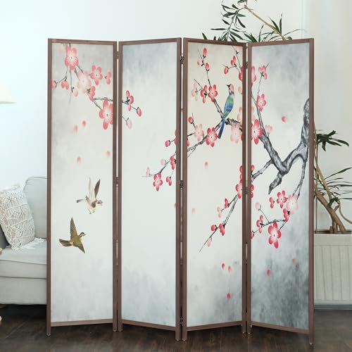 6 Panel Room Divider Screen,Double Faced Room Divider Folding Wall Divider for Room Separation,Mountains and Waters Landscape,67" H x 94.5" W