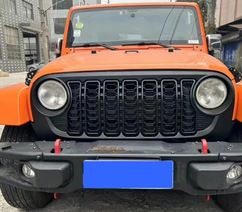 HIGH FLYING 20th Anniversary Style Front Grille Grid Grill Guard With Camera Hole for Jeep Wrangler JL 2018-2024 Gladiator ABS Blackout (No Camera