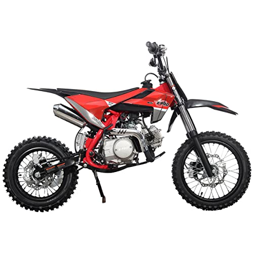 X-PRO X27 125cc Dirt Bike with 4-Speed Semi-Automatic Transmission, Kick Start, Big 14"/12" Tires! Cradle Type Steel Tube Frame! (Black)