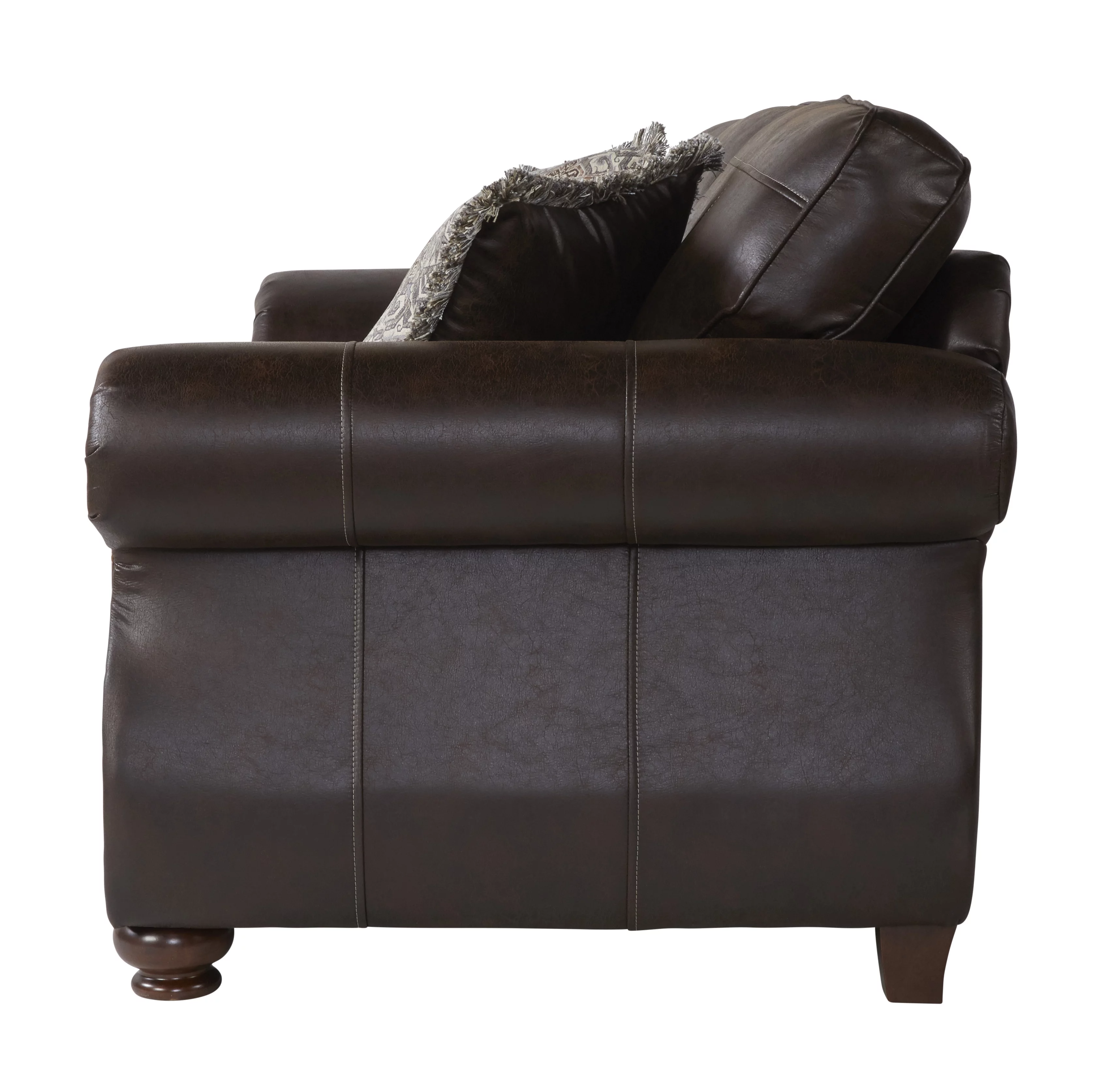 Roundhill Furniture Leinster Nailhead Faux Leather Sofa and Loveseat Set, Espresso