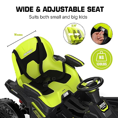 ANPABO 24V 4x4 Ride On Toy for Big Kids, 4x200W Motors, 5MPH, Kids Car w/Parent Remote, Wide Adjustable Seat, Headlights, Metal Frame