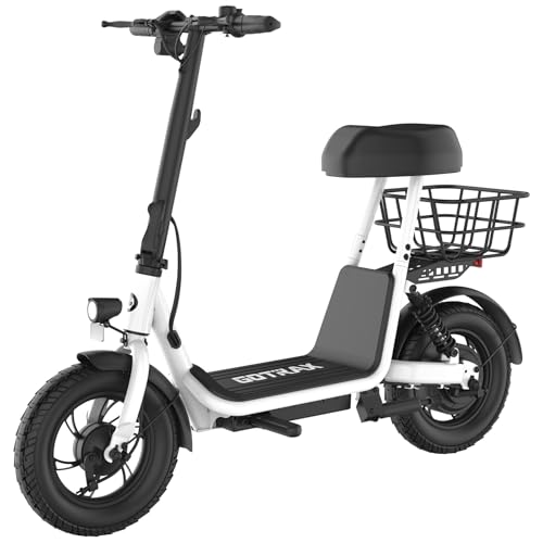 Gotrax A5 Electric Scooter w/Seat for 13+, 12" Pneumatic Tire, Max 15.5 Miles &15.5 Mph Power by 400W Motor, Dual Rear Shock Absorber &Dual Brake