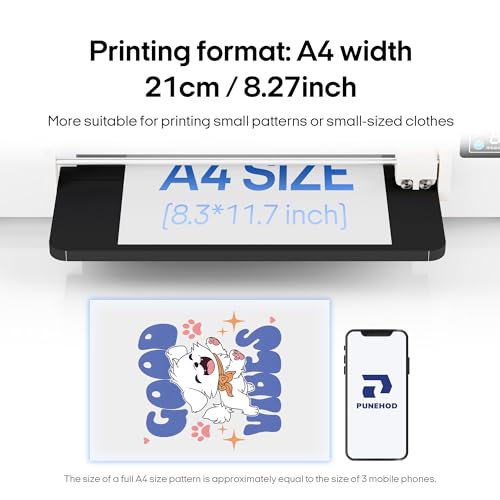 PUNEHOD DTF Printer A4 L800 with Roll Feeder, DTF Transfer Printing Machine with White Ink Circulation System