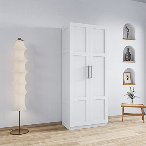 Bedroom Armoire Wardrobe with Doors and Shelevs,Clothing Storage Cabinet, Two Door Kitchen Cabinet, Wood Closet Organzier for Bedroom
