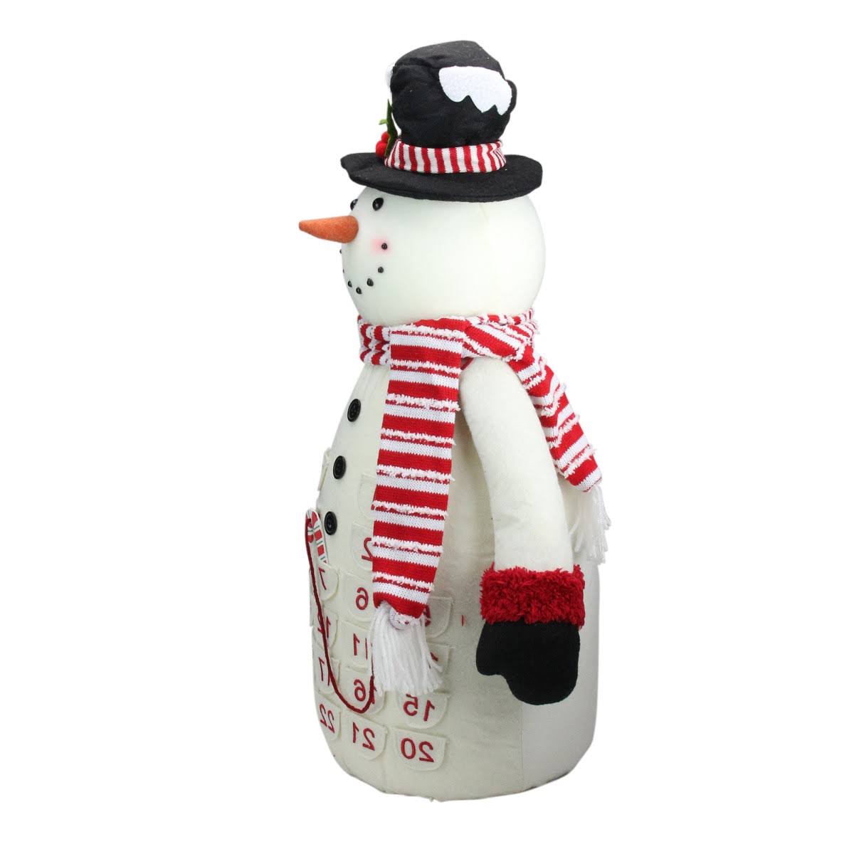 24.5x22 Red and White Plush Snowman Christmas Countdown Tabletop Figure
